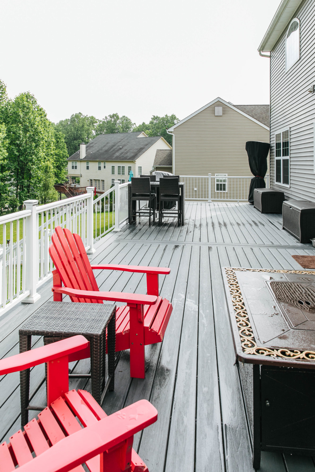 TimberTech deck with white aluminum railing