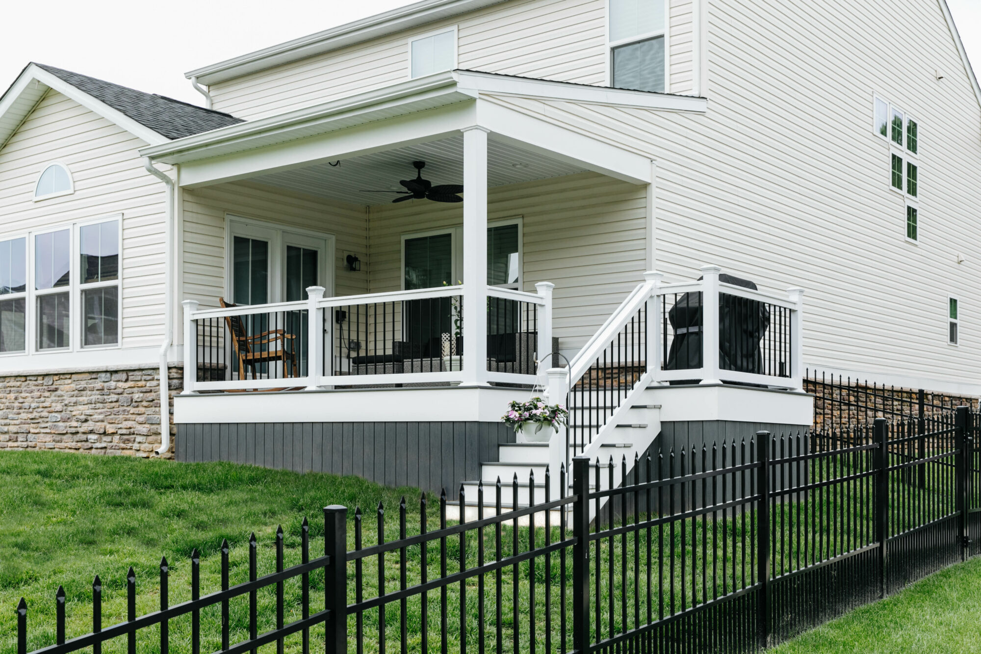 TimberTech Covered Deck with Vinyl railing