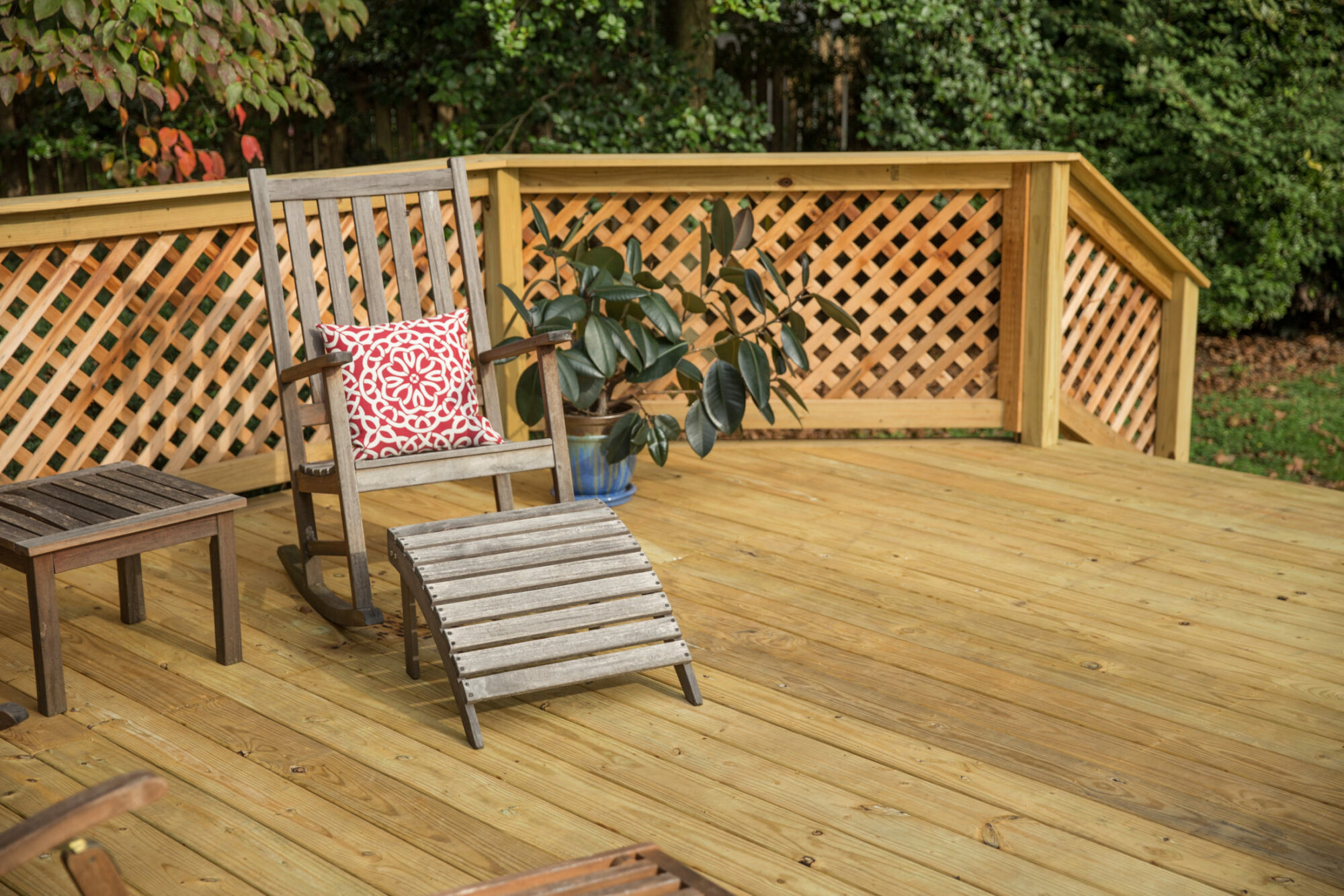 pressure treated deck with furniture