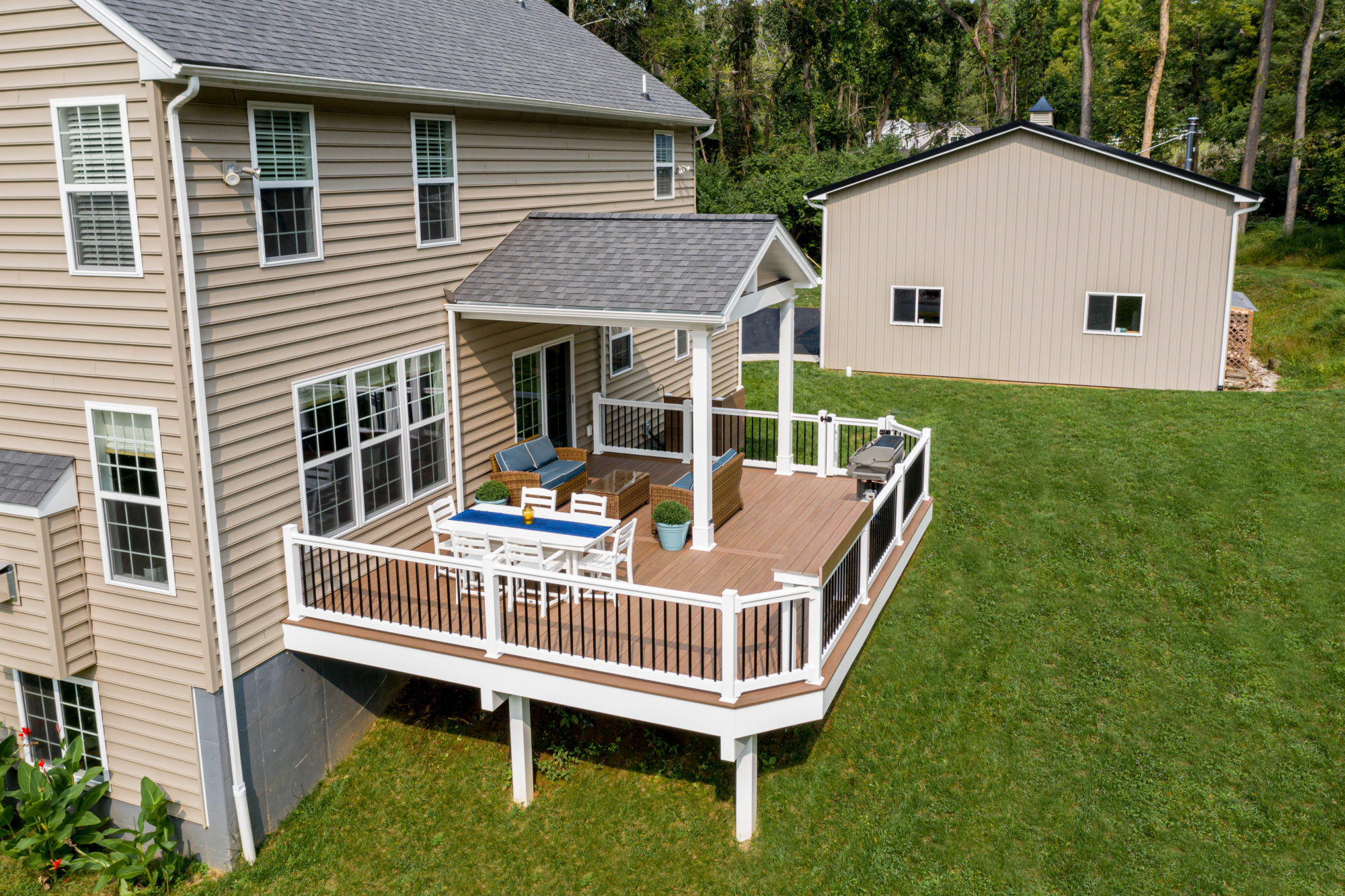 Azek deck with covered roof