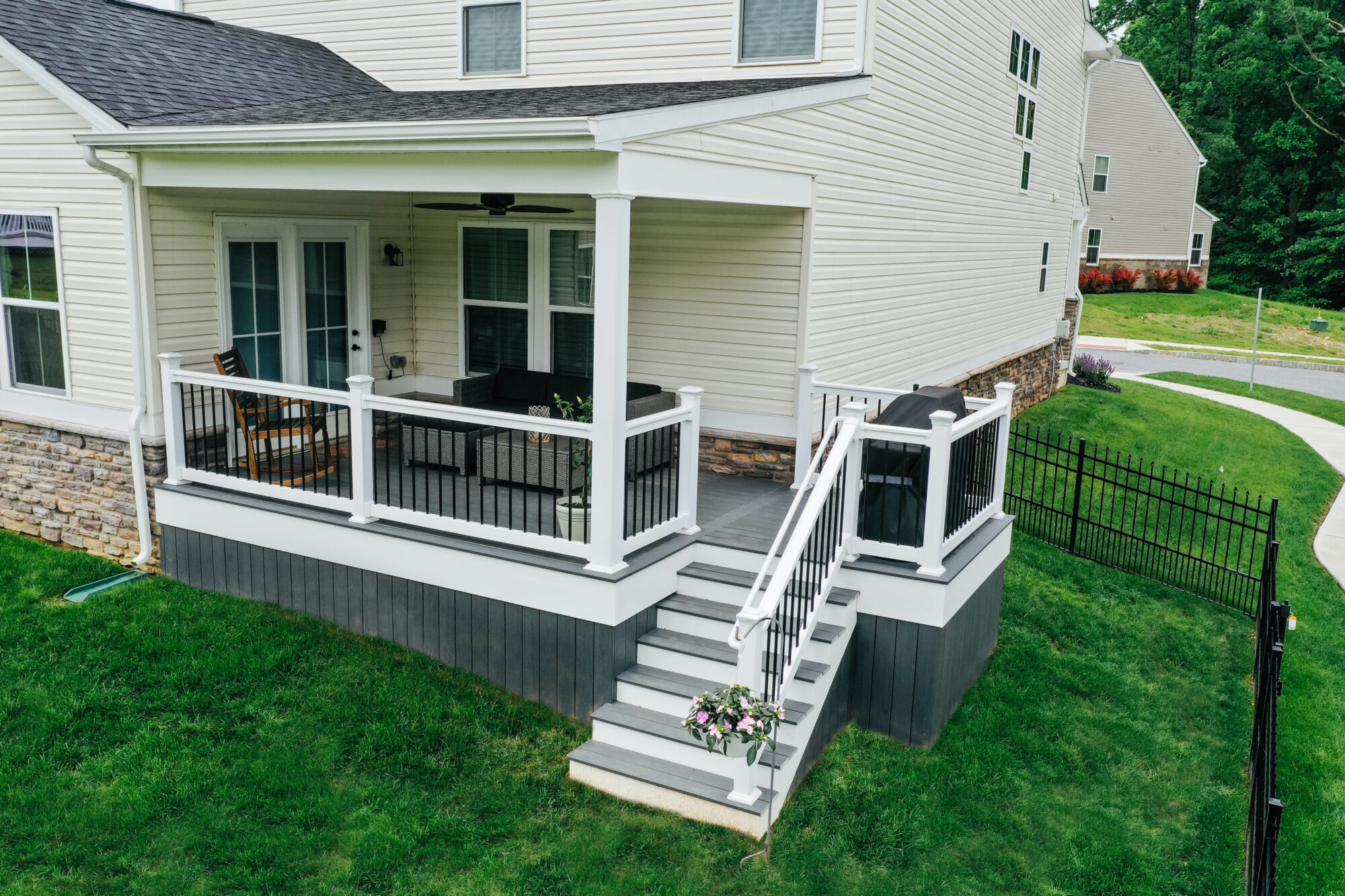 TimberTech Covered Deck with Vinyl railing