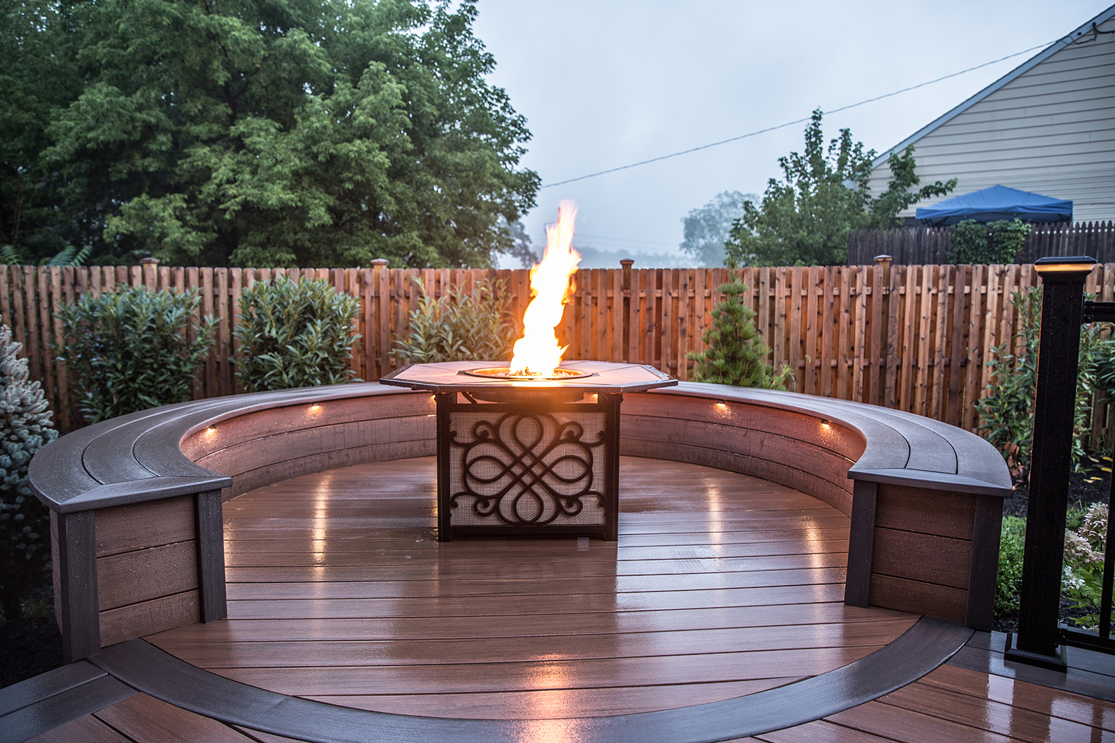 fireplace on deck