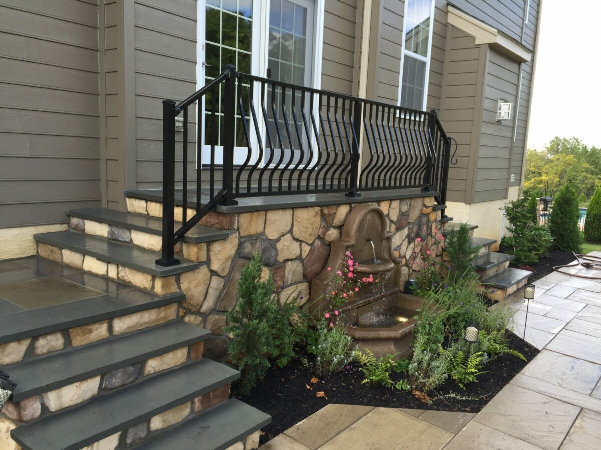 black railing on landing