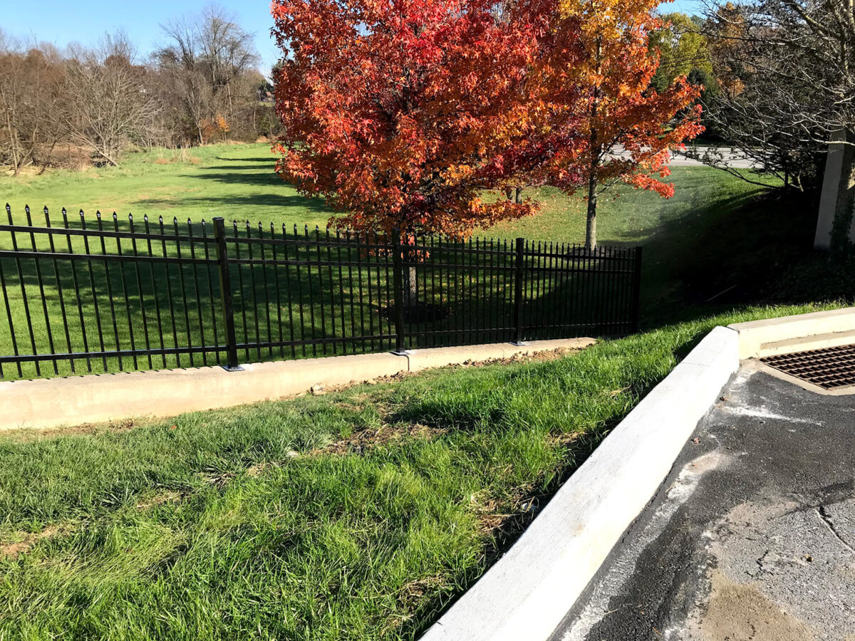 Ornamental aluminum fence on wall