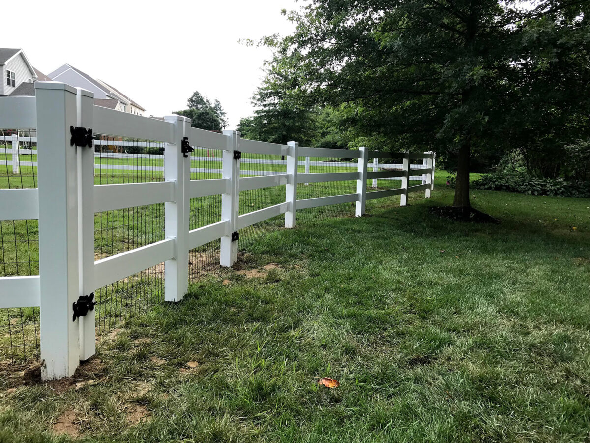 Vinyl fence with wire mesh and double gate