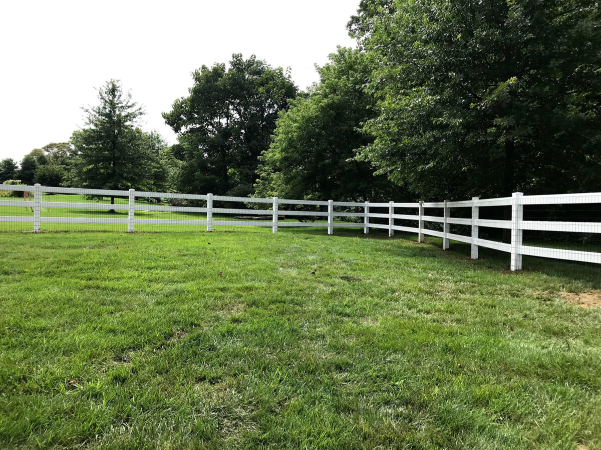 vinyl rail fence with wire mesh