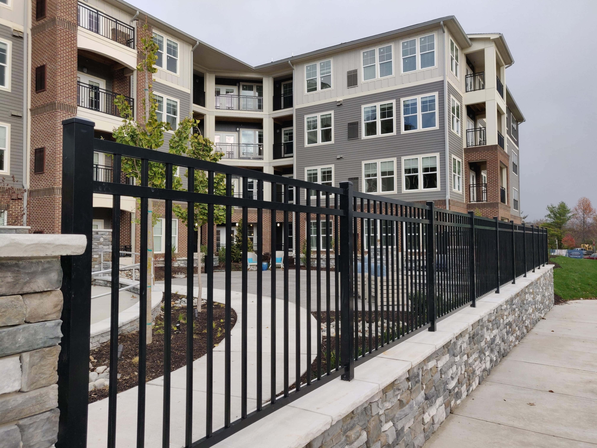 black ornamental metal security fence
