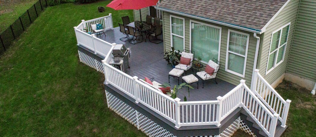 Photo of a finished deck attached to a house