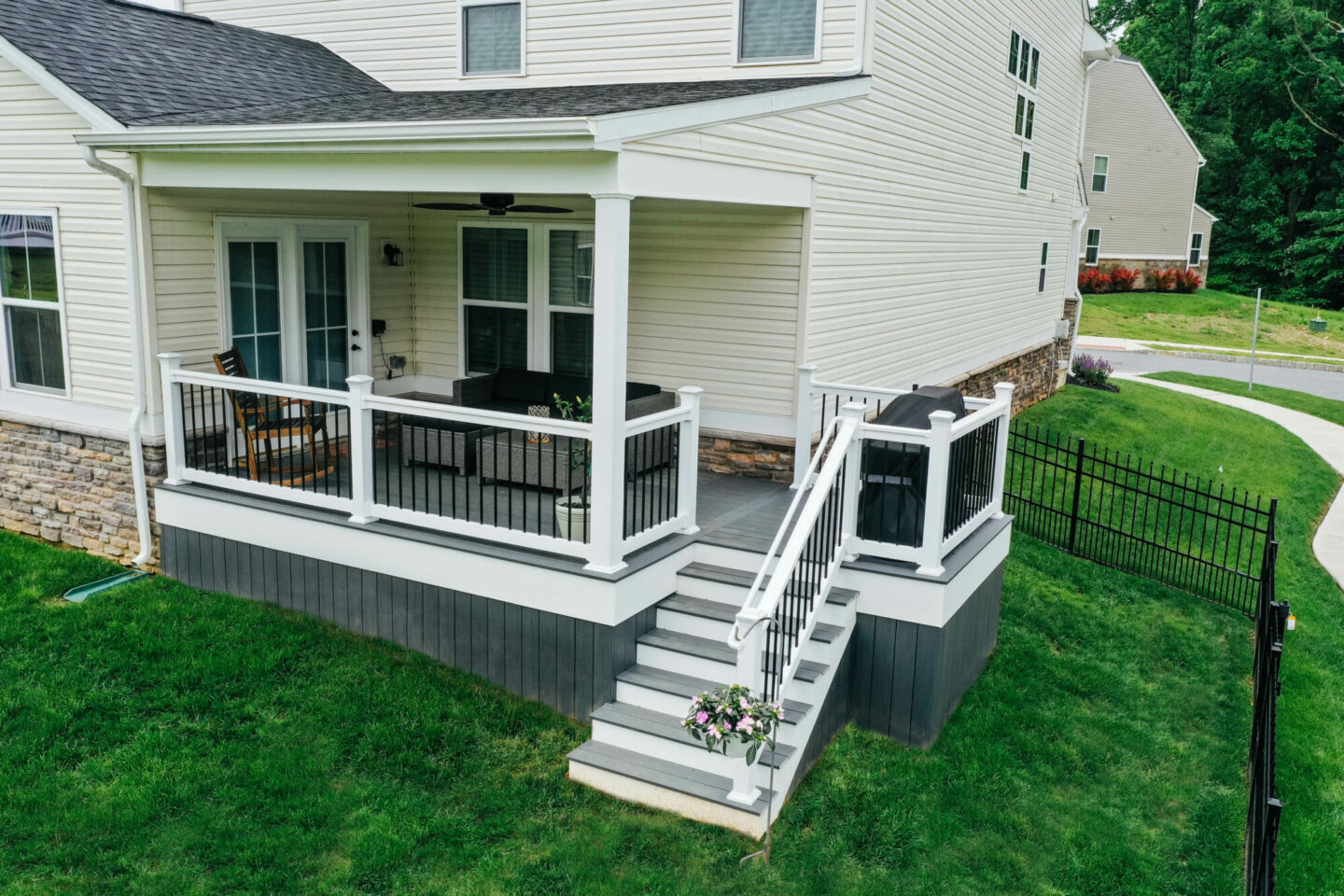 TimberTech Covered Deck with Vinyl railing