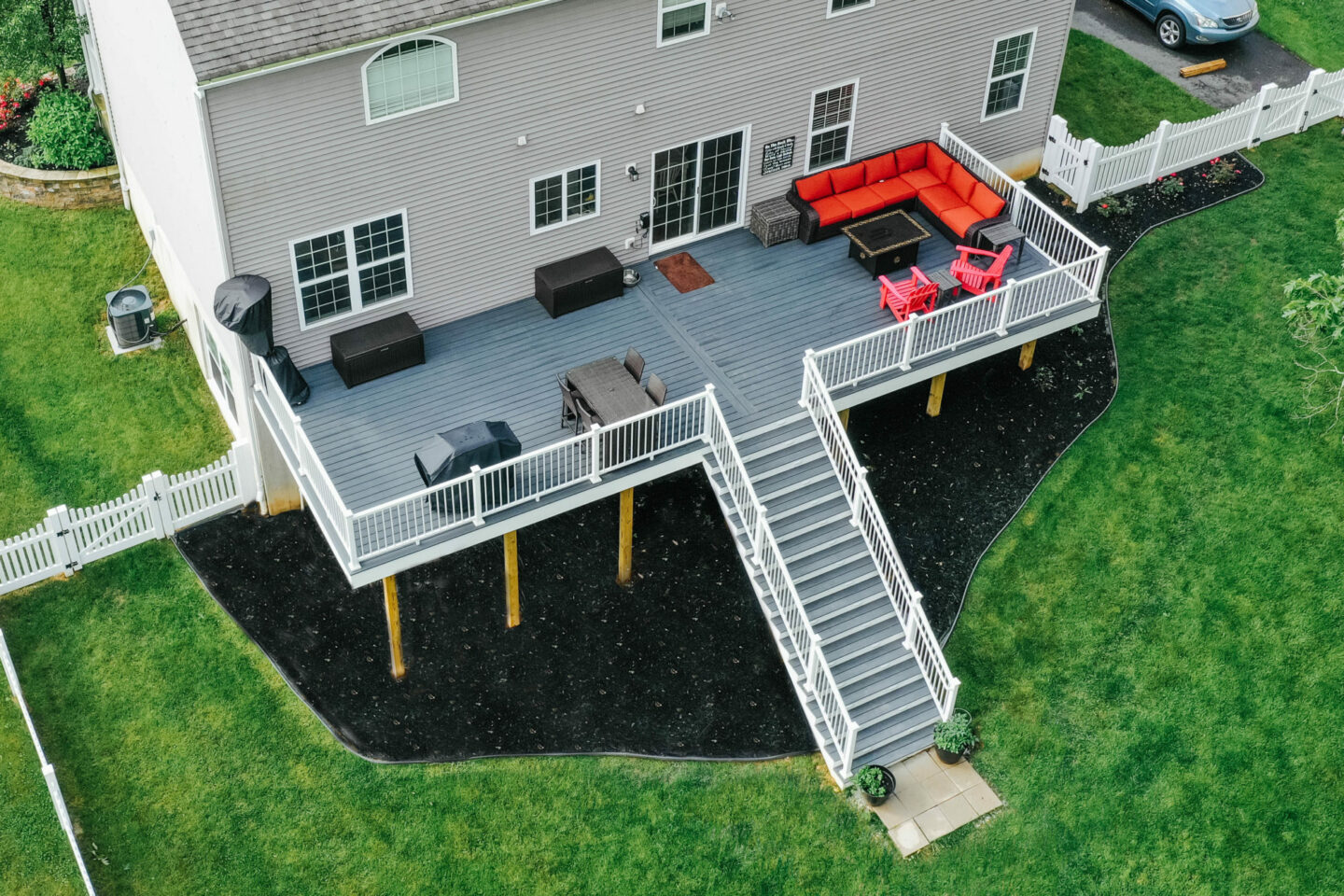 TimberTech deck with white aluminum railing