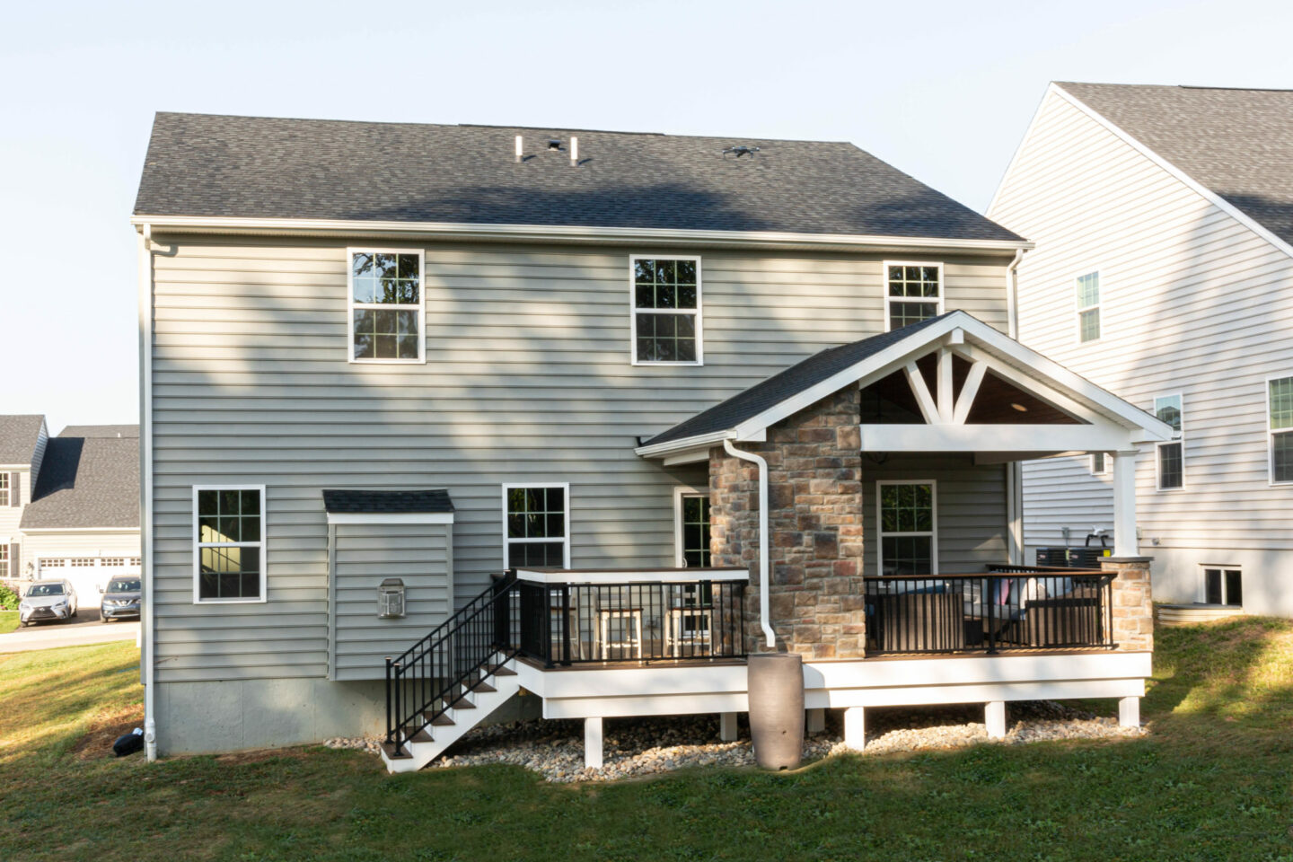 Composite deck with fireplace