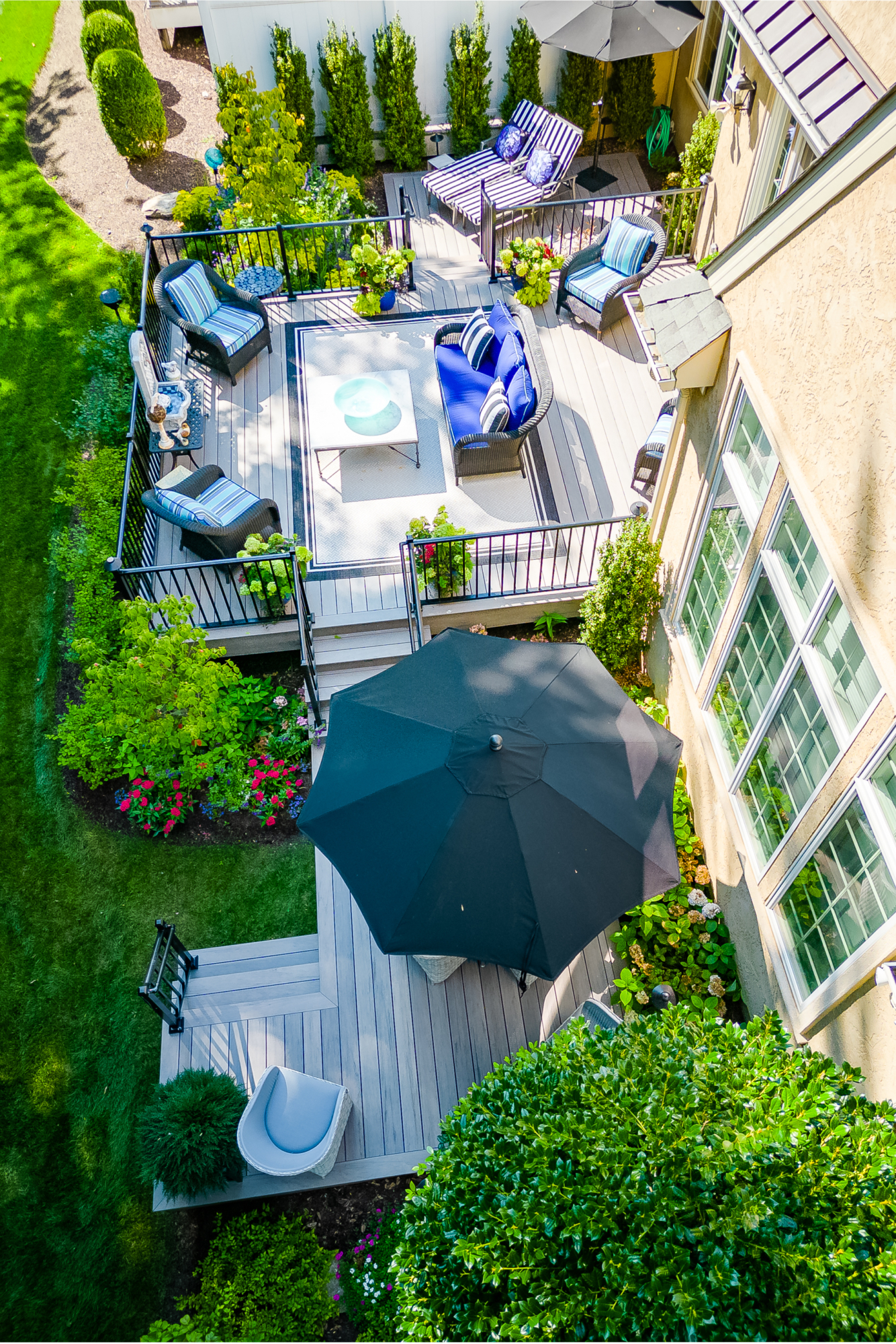 image of a timbertech deck displaying beautiful outdoor living design built by integrous fences and decks