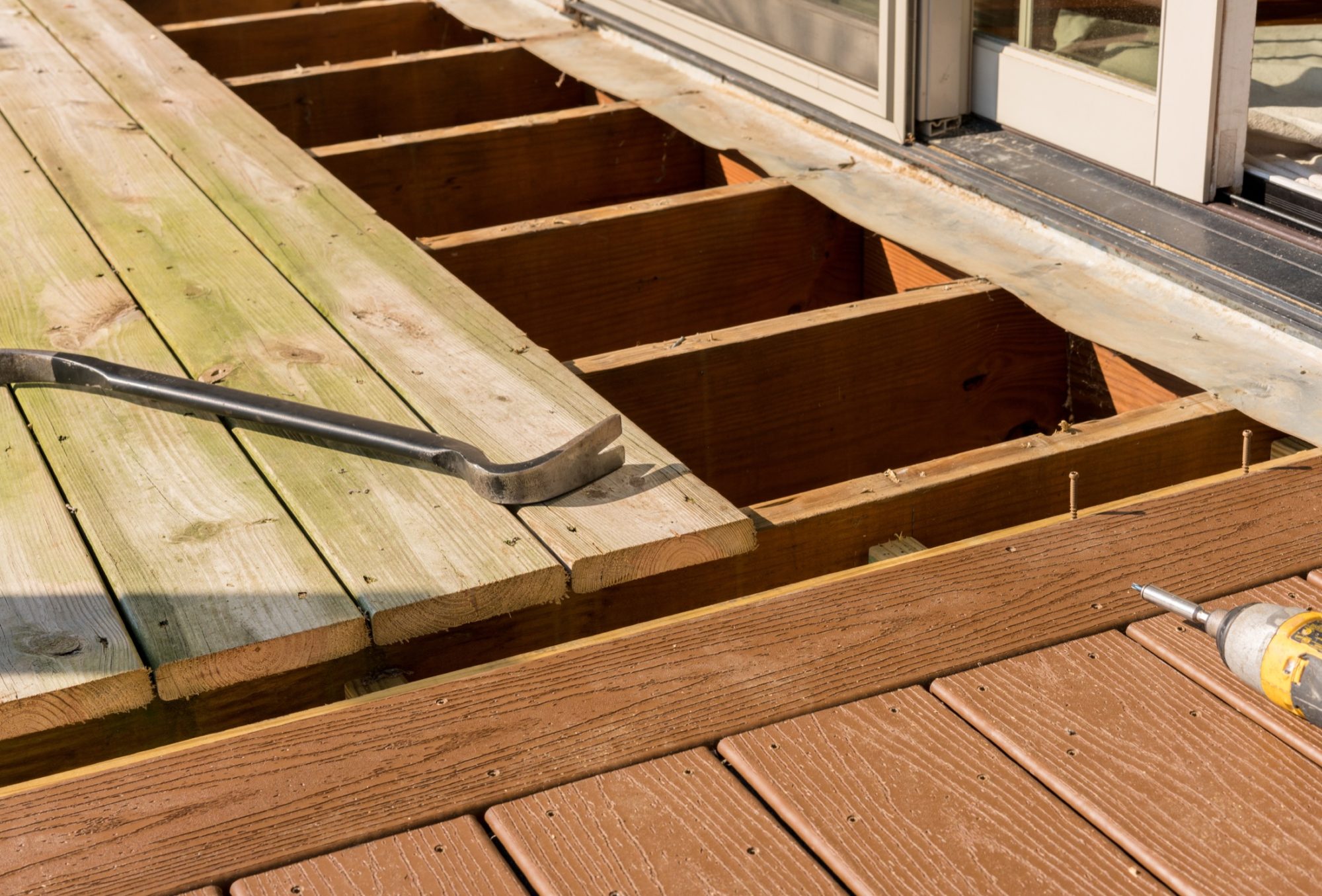 Removing old decking boards