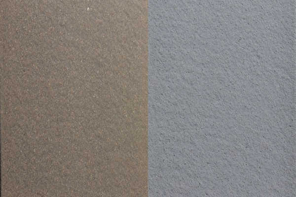 A swatch of Winchester Grey fencing, showing new and weathered colors side by side